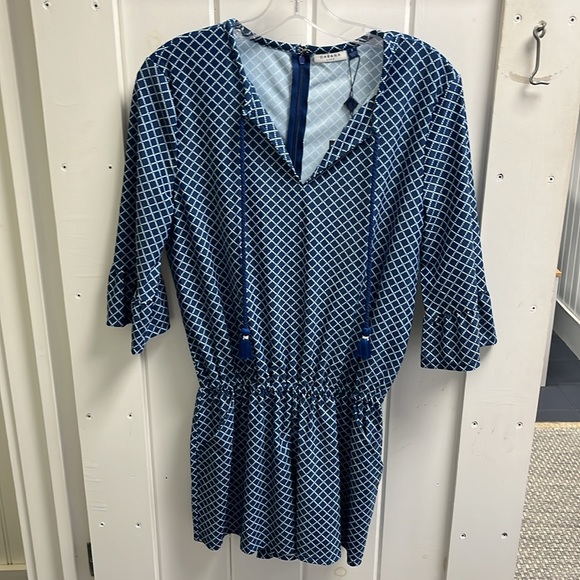 NWT Cabana Life Nautical Navy Ruffle Sleeve Romper. UPF 50. - Picture 7 of 9